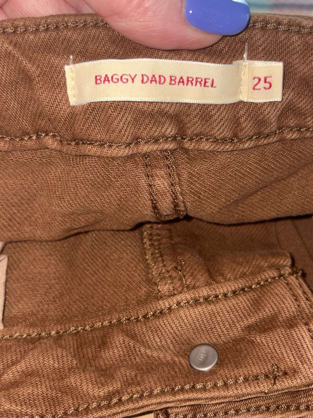 NWT Levi’s Premium Baggy Dad Barrel Jeans 25x30 Washed Bison Brown - Picture 5 of 7